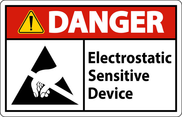 Danger Electrostatic Sensitive Device Sign On White Background