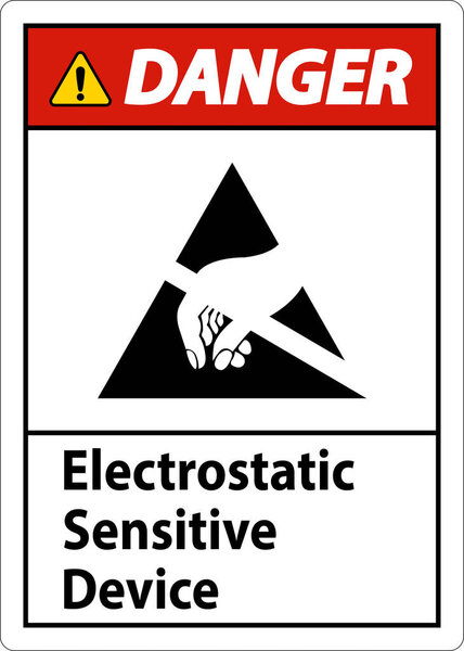 Danger Electrostatic Sensitive Device Sign On White Background