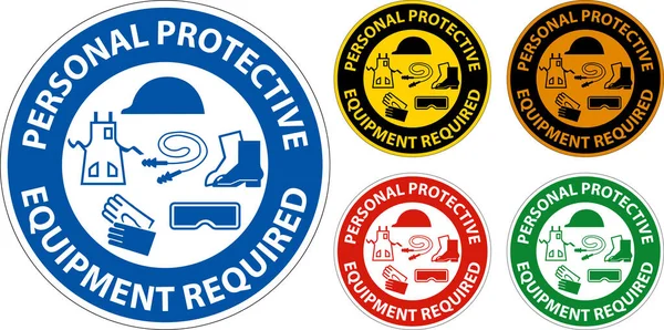 Floor Sign Personal Protective Equipment Required — стоковый вектор
