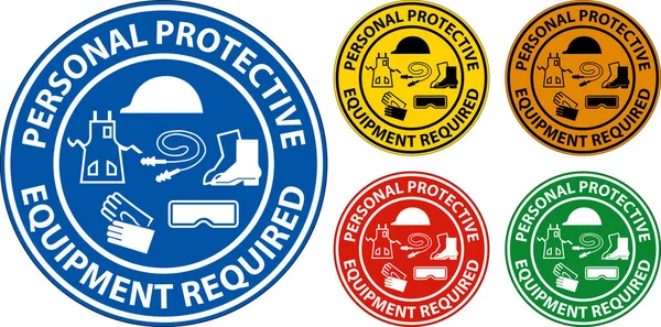 Floor Sign Personal Protective Equipment Required — Stock Vector