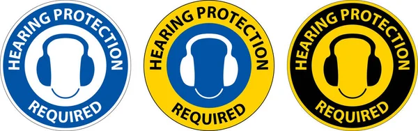 Label Floor Sign Hearing Protection Required — Stockový vektor