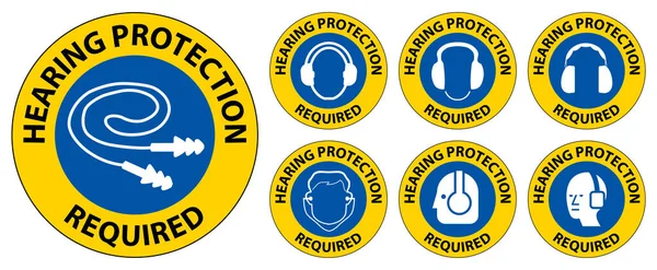 Label Floor Sign Hearing Protection Required — стоковый вектор