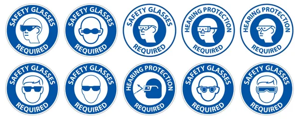 Label Floor Sign Safety Glasses Required — Image vectorielle