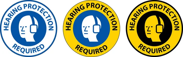 Label Floor Sign Hearing Protection Required — Stock Vector