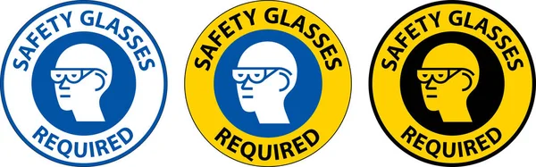Floor Sign Safety Glasses Required — Stock Vector