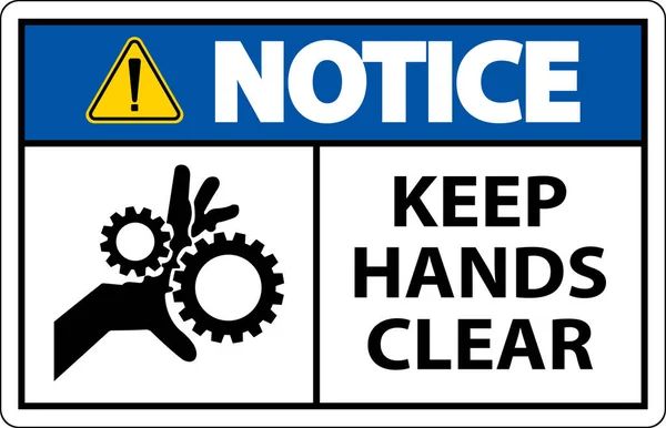 Notice Keep Hands Clear White Background — Stock Vector
