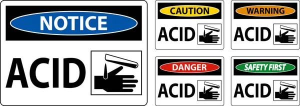 Danger Acide Signe Sur Fond Blanc — Image vectorielle