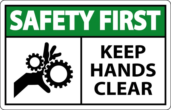 Ασφάλεια Πρώτα Κρατήστε Χέρια Σας Καθαρά Στο Λευκό Φόντο — Διανυσματικό Αρχείο