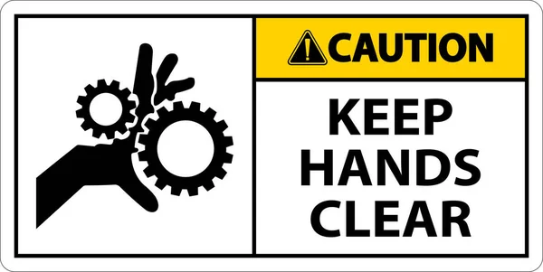 Caution Keep Hands Clear White Background — Stock Vector