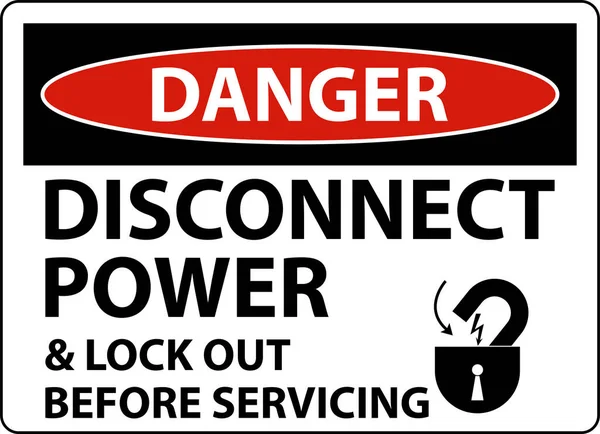 白色背景下危险断开电源标签 — 图库矢量图片
