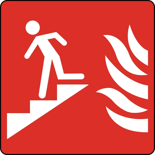 白の背景に火災標識の場合の階段を使用してください — ストックベクタ
