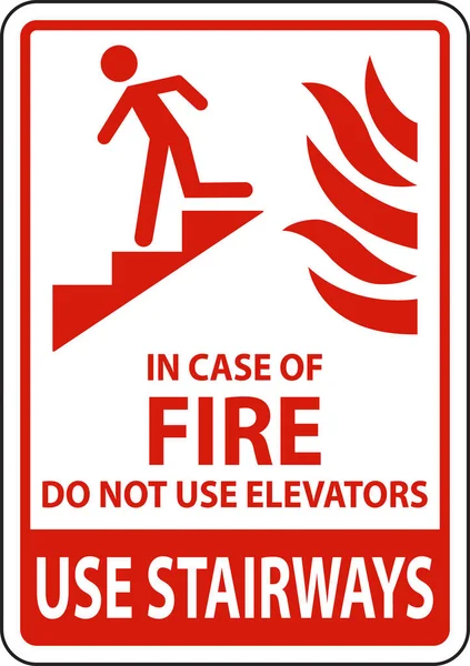 Случае Пожара Используйте Табличку Лифт — стоковый вектор