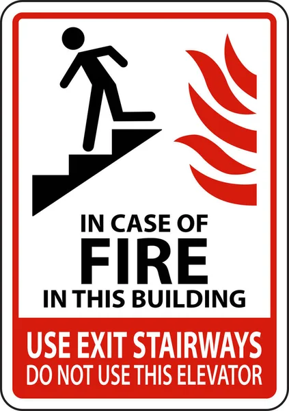 Случае Пожара Этом Здании Использовать Выход Лестницы Использовать Лифт — стоковый вектор