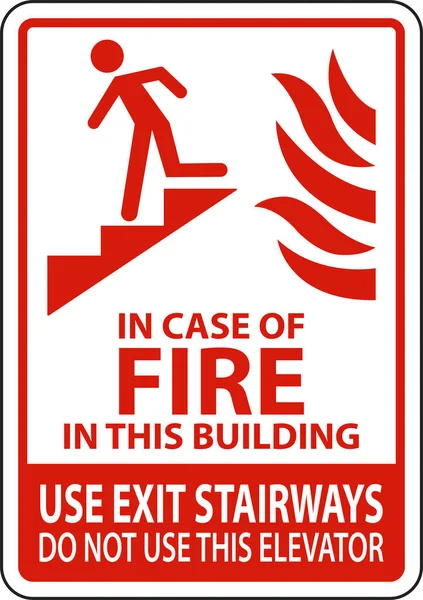 Случае Пожара Этом Здании Использовать Выход Лестницы Использовать Лифт — стоковый вектор