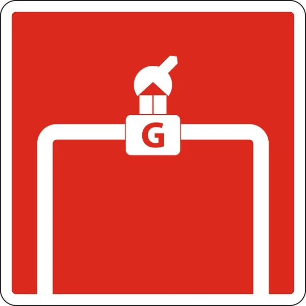 Plynový Uzavírací Ventil Znamení Červeném Pozadí — Stockový vektor