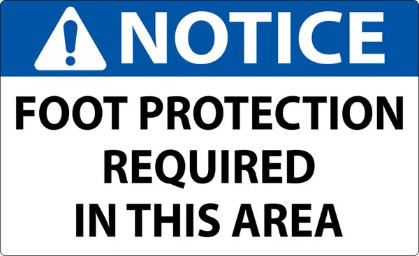 Notice Foot Protection Required Area Sign — Stock Vector