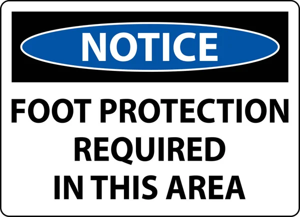 Notice Foot Protection Required Area Sign — Stock Vector