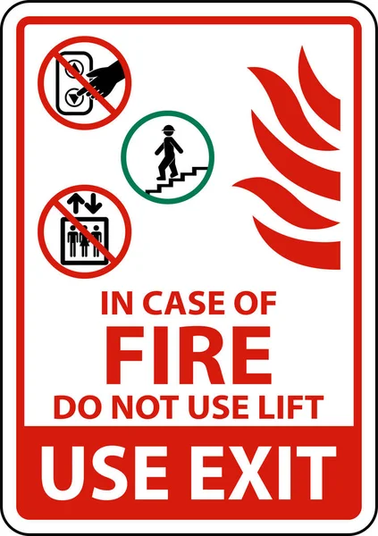 Stock vector In Case of Fire Do Not Use Lift Sign