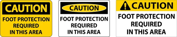 Precaución Requiere Protección Del Pie Esta Área Sign — Archivo Imágenes Vectoriales