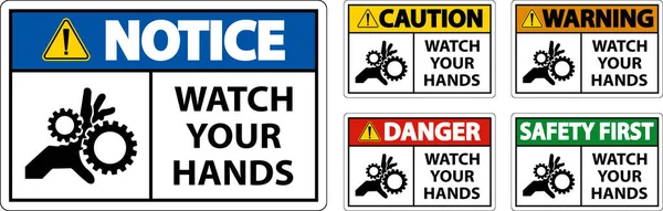 Небезпека Знак Дивитися Ваші Руки Пальці — стоковий вектор