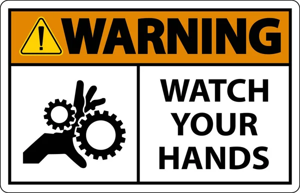 Znak Ostrzegawczy Uważaj Ręce Palce — Wektor stockowy