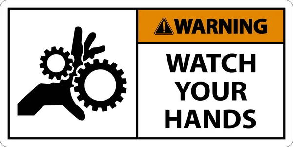 Προειδοποίηση Υπογράψτε Παρακολουθήστε Χέρια Και Δάχτυλά Σας — Διανυσματικό Αρχείο