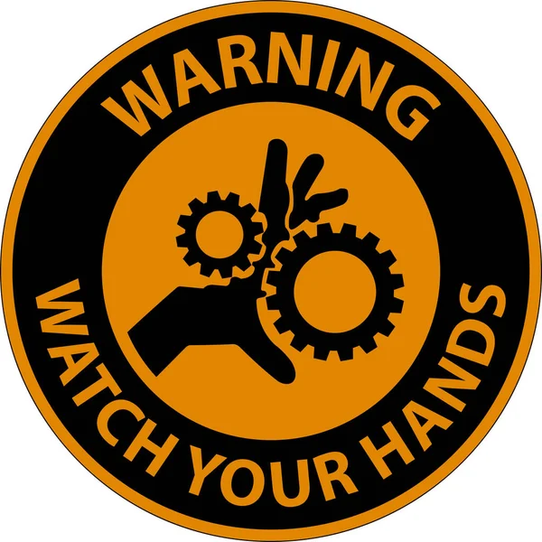 Señal Advertencia Mira Tus Manos Dedos — Vector de stock