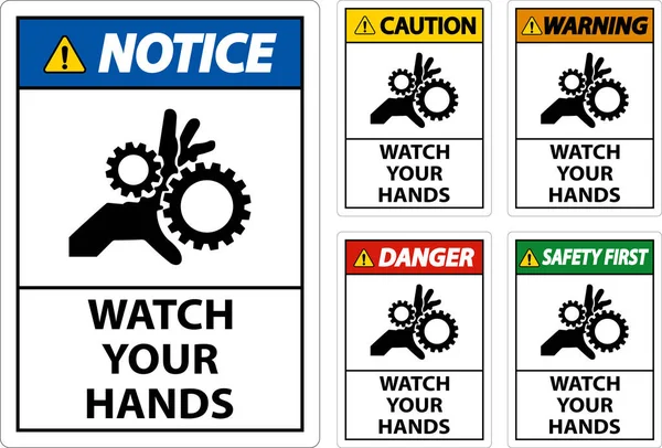 Danger Sign Watch Your Hands Fingers — Stock Vector