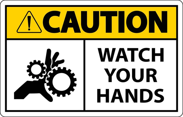 Señal Precaución Mira Tus Manos Dedos — Vector de stock