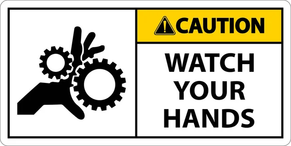 Προσοχή Υπογράψτε Παρακολουθήστε Χέρια Και Δάχτυλα Σας — Διανυσματικό Αρχείο