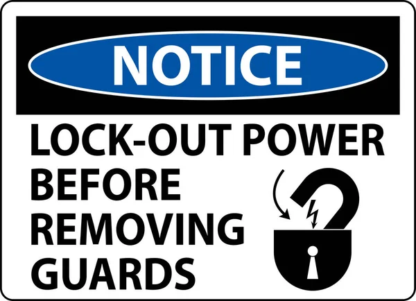 Hinweis Lock Out Power Label Auf Weißem Hintergrund — Stockvektor