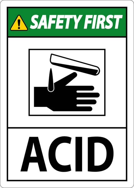 Signe Sécurité Premier Acide Sur Fond Blanc — Image vectorielle
