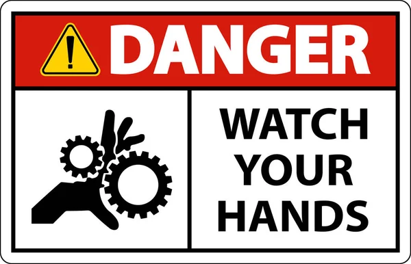 Znak Niebezpieczeństwa Uważaj Ręce Palce — Wektor stockowy
