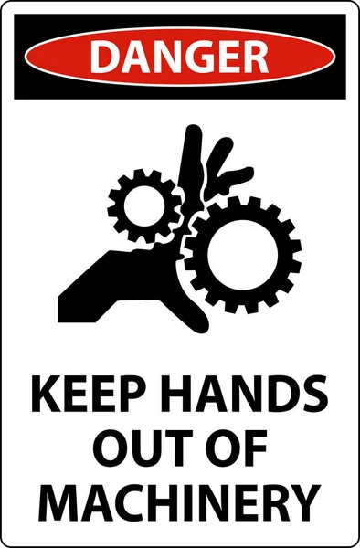 Znak Zagrożenia Trzymaj Ręce Dala Maszyn — Wektor stockowy