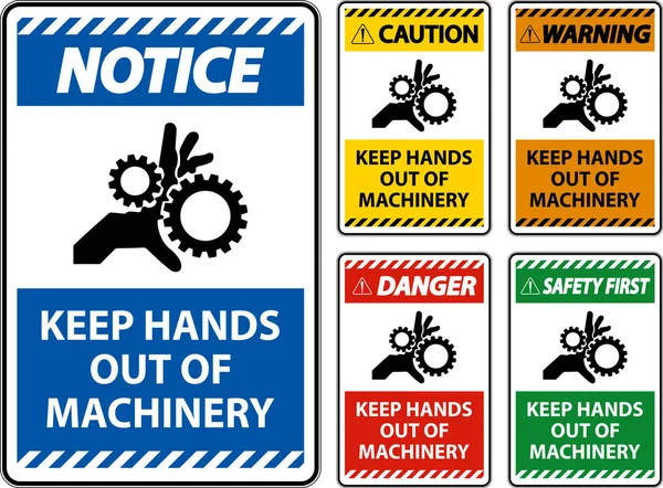 Warning Sign Keep Hands Out Machinery — Stock Vector