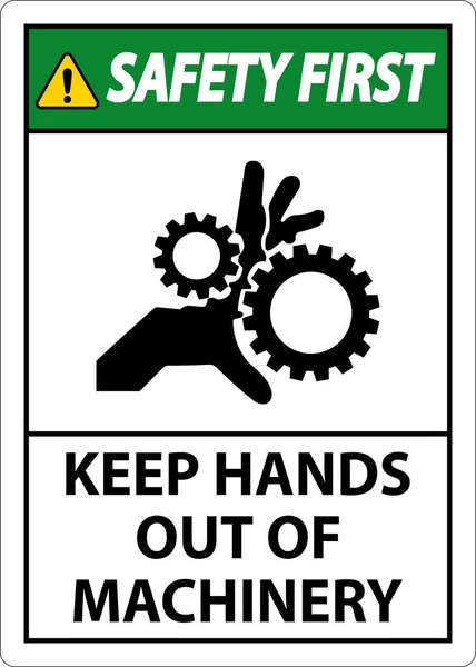 Safety First Sign Hält Die Hände Von Maschinen Fern — Stockvektor