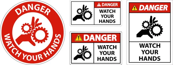 Signe Danger Surveillez Vos Mains Vos Doigts — Image vectorielle
