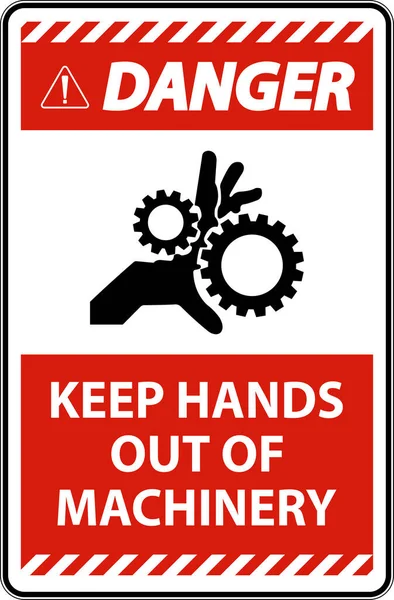危险标志使双手远离机器 — 图库矢量图片