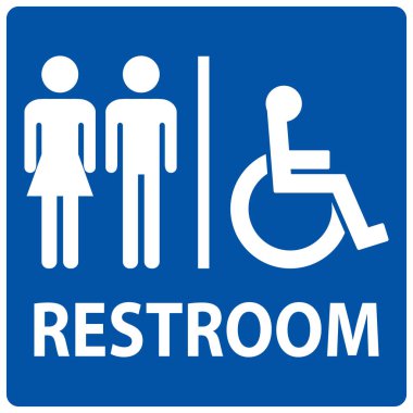 Unisex ve Devre Dışı Tuvalet Kapısı İşareti, Engelli Tuvaleti Sembolü
