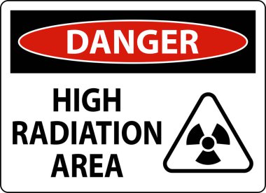 Danger High Radiation Area Sign On White Background