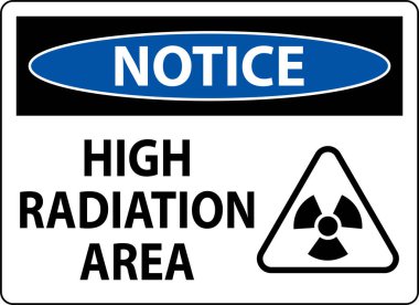 Notice High Radiation Area Sign On White Background