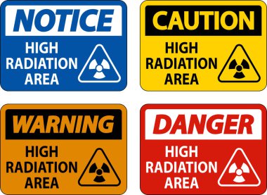 Caution High Radiation Area Sign On White Background