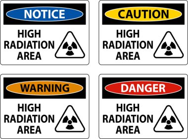 Caution High Radiation Area Sign On White Background