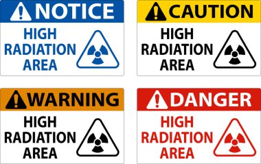 Caution High Radiation Area Sign On White Background