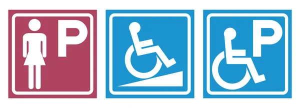 Symbole Lady Parking Panneau Stationnement Pour Handicapés — Image vectorielle