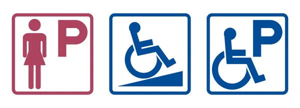 Symbole Lady Parking Panneau Stationnement Pour Handicapés — Image vectorielle