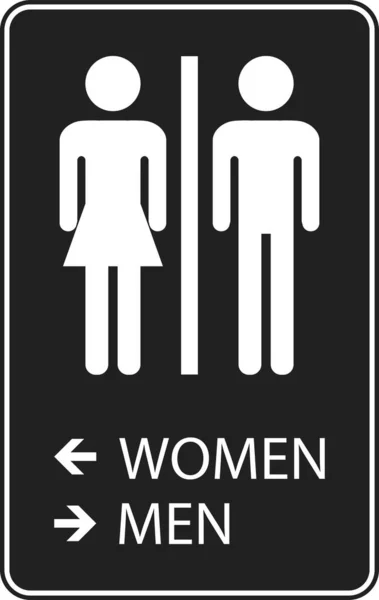 Направление Ванная Комната Знак Женщины Слева Мужчины Справа — стоковый вектор