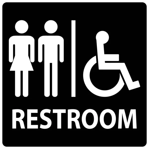 Panneau Porte Toilette Unisexe Handicapé Symbole Salle Toilettes Handicapé — Image vectorielle