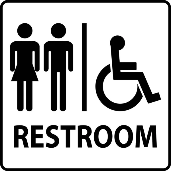 Sinal Unissex Desativado Porta Toalete Símbolo Banheiro Deficiência — Vetor de Stock
