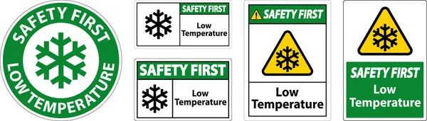 Safety First Simbolo Bassa Temperatura Segno Sicurezza Del Testo — Vettoriale Stock